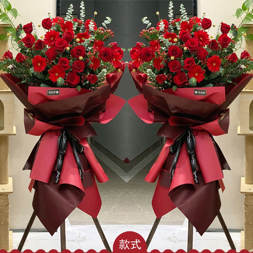 东莞开业花篮预定 红红火火花篮 大气包配送上门