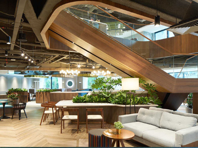 大型办公室员工区域绿植摆放